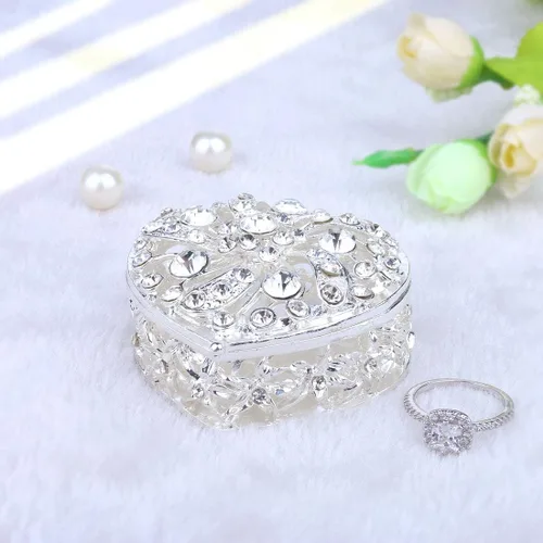 Miniatura 3 de YU FENG Bling Heart - Caja de joyería con bisagras coleccionables de cristal esmaltado con joyas