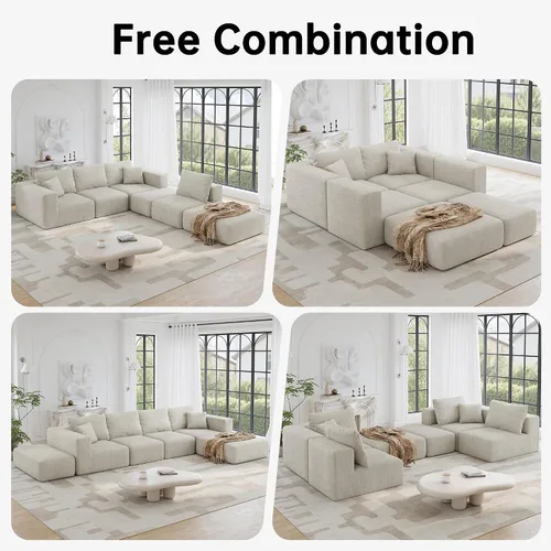 Miniatura 3 de 152" Modular Sectional Sofa,Large Boneless Couches for Living Room,Modern Plush Corduroy,Oversized Cloud Couch Sectional with Deep Seat,No