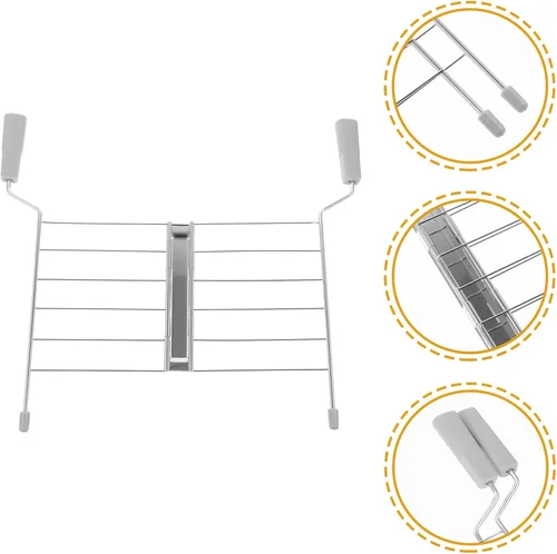 Miniatura 7 de Healifty Rejilla de calentamiento de tostadora de acero inoxidable de 10.43 x 5.90 x 0.98 pulgadas, pieza de repuesto para tostadora, plancha