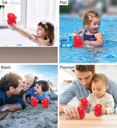 Miniatura 4 de DolliBu Seahorse Bath Buddy Squirter - Juguete de baño flotante de goma de caballito de mar rojo, divertido juego de baño para niños pequeños, lindo