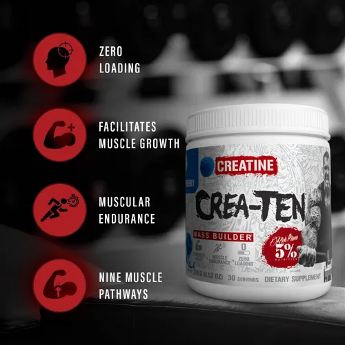 Miniatura 3 de 5% Nutrition CreaTEN Creatine Complex + Accelerators Creatina en polvo saborizada para ganancia muscular Máxima potencia, fuerza, resistencia