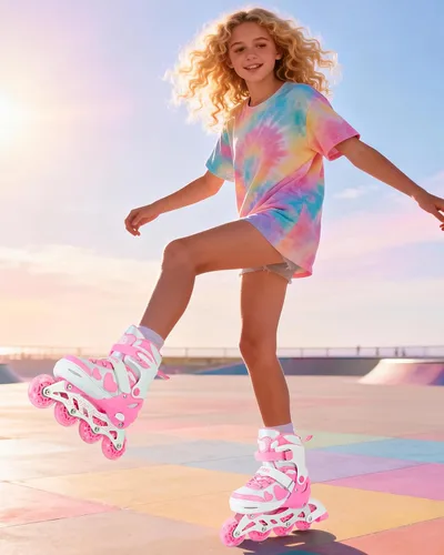 Miniatura 7 de SULIFEEL Love Hearts - Patines en línea ajustables de 4 tamaños para niñas con pompones esponjosos, ruedas iluminadas de 3 a 12 años, regalo de Rosa