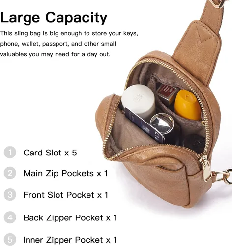 Miniatura 108 de Telena Riñonera pequeña para mujer, de cuero, cangureras, bolsa de pecho para mujer