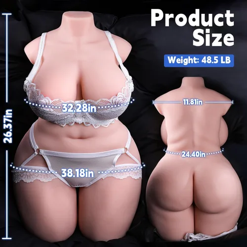 Miniatura 8 de Muñeca sexual BBW con pechos grandes, areola y culo, torso de muñecas sexuales voluptuosas realistas para hombres, culo suave, pechos grandes, coño