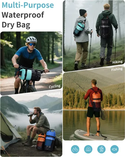 Miniatura 7 de ECOHUB - Bolsa seca impermeable para mujeres y hombres, 5 L/10 L/20 L, bolsa de almacenamiento seca ligera con tapa enrollable para viajes, kayak