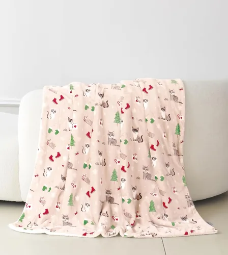 Miniatura 2 de Elegant Comfort - Manta reversible y ultra suave de franela con forro polar - Manta de sherpa navideña de invierno - Ligera, suave y acogedora