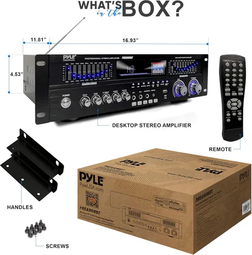 Miniatura 8 de Pyle Amplificador híbrido Bluetooth de 6 canales para el hogar – 1600 W para el hogar de audio estéreo con radio, USB/AUX/RCA/MIC, HD/OPT/COAX