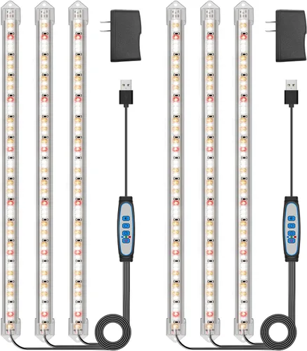 Miniatura 8 de Kullsinss Luces de cultivo para plantas de interior, tiras de luz de crecimiento de plantas de espectro completo de 16 pulgadas con temporizador