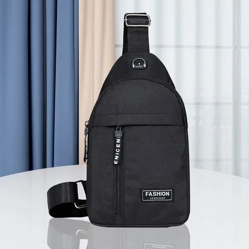 Miniatura 5 de Pequeña bolsa cruzada negra, bolsa de hombro para hombres y mujeres, bolso bandolera de pecho con una correa de viaje, Negro