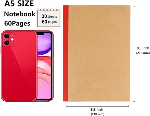 Miniatura 5 de Paquete de 24 cuadernos de papel kraft A5, 60 páginas rayadas, diario de viaje a granel, cuadernos de tapa suave para mujeres, niñas, estudiantes