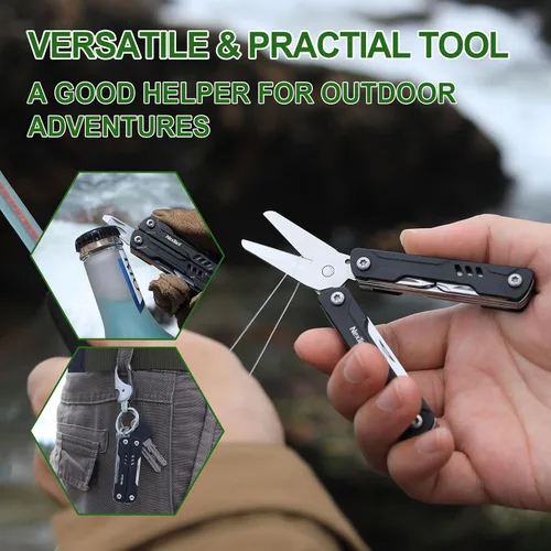 Miniatura 4 de NexTool Llavero multiherramienta, mini tijeras de marinero, mini multiherramienta 10 en 1 con cuchillo de bolsillo EDC, mini alicates, abrebotellas