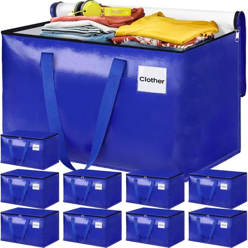 Miniatura 10 de Bolsas de mudanza extra grandes, bolsas de almacenamiento con asas de estudio y cremalleras resistentes, suministros de mudanza para mudanza