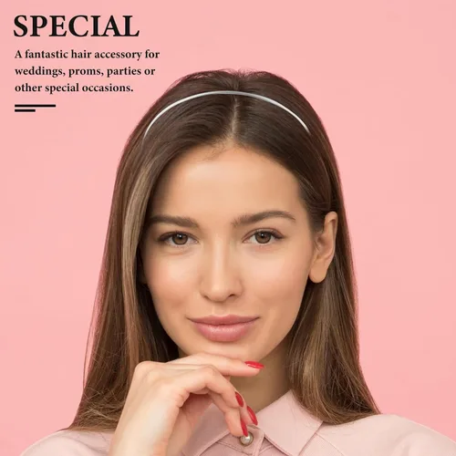 Miniatura 4 de Alipis Diadema de acero inoxidable de 0.118 in de metal fino para mujeres y niñas, banda de cierre de pelo plateado para bodas, bailes y fiestas