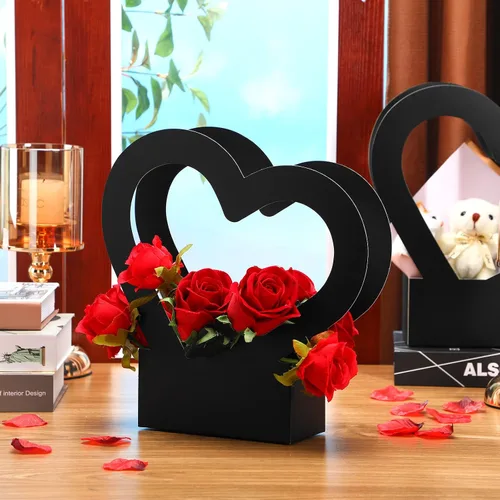 Miniatura 3 de Sinmoe 12 cajas de flores en forma de corazón de graduación para ramos de flores, bolsa de regalo de flores, bolsas de regalo vacías de boda