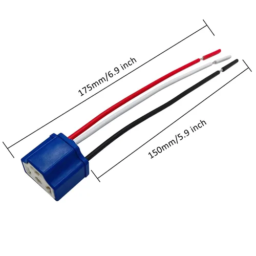 Miniatura 2 de Audak 2 piezas H4 9003 HB2 enchufes de arnés de cableado de cerámica de alta resistencia con conector hembra para faros comunes o antiniebla