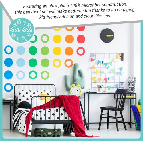 Miniatura 6 de Kute Kids - Juego de sábanas supersuave, fabricado con diseños y personajes especiales, incluye funda(s) para almohada; en tamaño Twin, Full y Queen