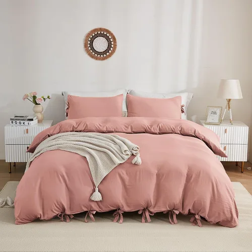Miniatura 11 de annadaif - Juego de funda de edredón color beige, tamaño Full (79 x 90 pulgadas), 3 piezas (1 funda de edredón, 2 fundas de almohada), microfibra