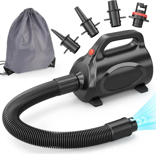 Miniatura 8 de Bomba eléctrica de 500 W para inflables, bomba de aire portátil con bolsa de almacenamiento, inflador de colchón de aire de llenado rápido