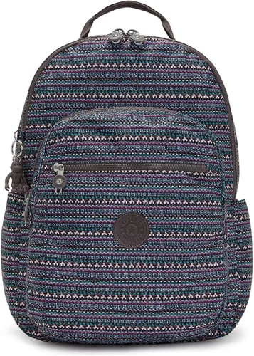 Miniatura 28 de Kipling Seoul - Mochila grande metálica para portátil de 15 pulgadas, Agua (Aqua Flowers)