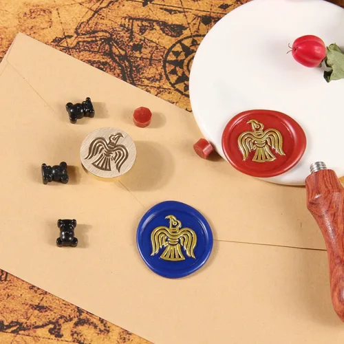 Miniatura 2 de Sello de cera tradicional celta clásico de cuervo sello de cera de Halloween sello de cera de cuervo kit 25mm sello de cera retro extraíble de latón