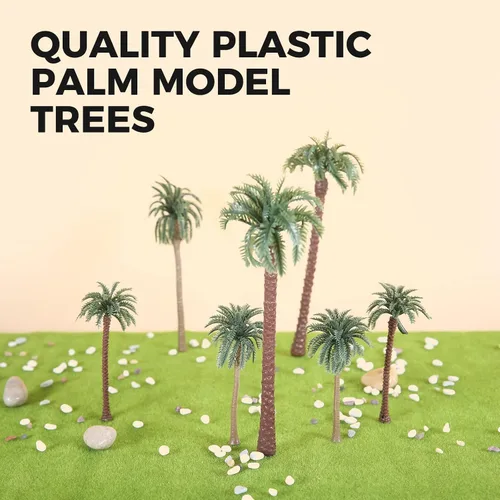 Miniatura 3 de Yetaha 48 piezas de árboles modelo de palmera de coco, modelo de paisaje, palmera de plástico, paisaje en miniatura, paisaje en diorama, árbol