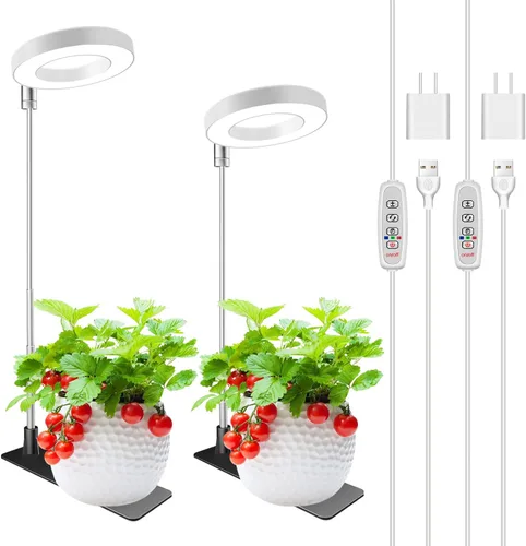 Miniatura 11 de Kullinss - Luz de crecimiento, 48 luces LED de espectro completo para plantas de cultivo en interiores con base desmontable, temporizador de Grano