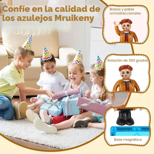 Miniatura 7 de 15 piezas de figuras magnéticas de personas para niños, personas magnéticas perfectas para bloques de construcción de azulejos magnéticos, juguetes