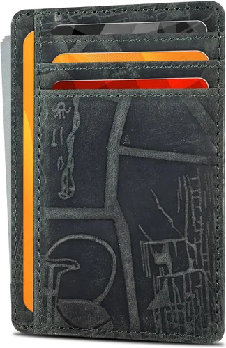 Miniatura 23 de Carteras de cuero Oak Leathers, delgadas y minimalistas con bloqueo RFID, tarjetero de bolsillo frontal para hombres y mujeres, Desnudo