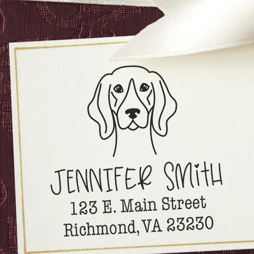 Miniatura 57 de Sello de dirección personalizado Basset Hound – Sello personalizable con nombre y dirección para sobres, ideal para amantes de los perros