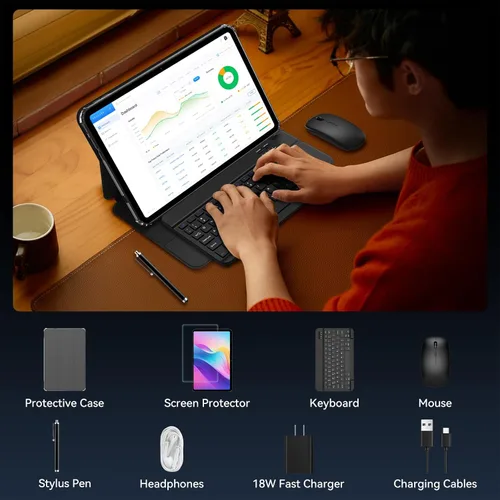 Miniatura 9 de 13.4 pulgadas Las mejores tabletas Android 15 de 2025 con teclado y lápiz, pantalla grande de 13+ pulgadas Tablet PC 2 en 1 con estuche, lápiz