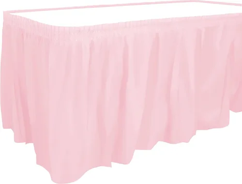 Party Dimensions Falda de mesa de plástico, 29 pulgadas por 14 pies, rosa claro, 1 paquete