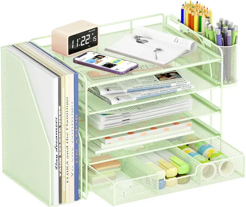 Miniatura 9 de OPNICE - Organizadores de escritorio y accesorios, para espacio de trabajo, suministros de oficina, organizador de archivos con 2 soportes para Negro
