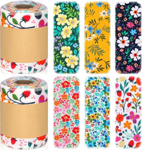 FuWeave Paquete de 30 toallas de bidé reutilizables, lavables, suaves, para regalo, rollos sin papel, franela de algodón de 12 x 4.3 pulgadas, Floral