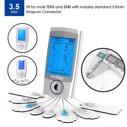Miniatura 7 de TENS/EMS NURSAL - Paquete de 20 almohadillas de repuesto de electrodos a presión de 0.138 in para electroterapia, almohadillas de electrodos A-blanco