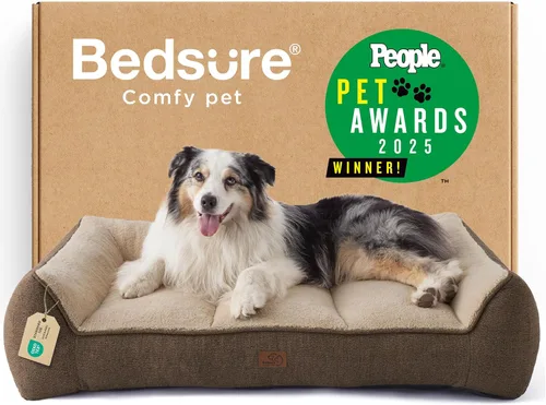 Miniatura 36 de Bedsure Cama ortopédica para perros de tamaño mediano, camas extra gruesas de apoyo para perros medianos con funda impermeable lavable, cómodo sofá