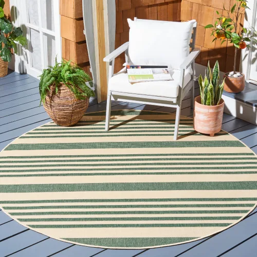 Miniatura 9 de SAFAVIEH Courtyard Collection - Alfombra decorativa, 2.3 x 5 pies, beige y verde oscuro, para interior/exterior, resistente a la intemperie
