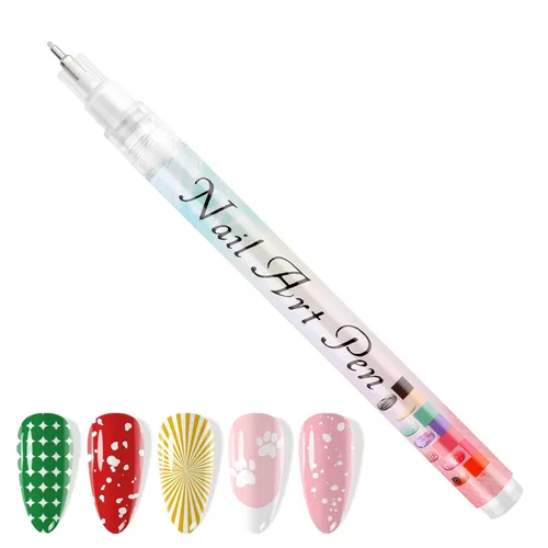 1 unidad de lápices blancos para arte de uñas, Kalolary 0.5mm marcadores de arte de uñas, punto de grafiti, lápiz de puntos, pincel de dibujo,