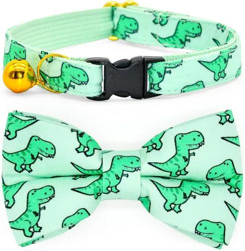Miniatura 18 de Collar de Gato Azul con Diseño de Búfalo a Cuadros, Conjunto de Lazo para Boda/Cumpleaños, Collar Separable para Gatito