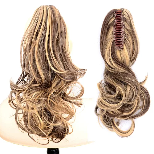 Extensiones de cola de caballo cortas con clip, onduladas, rizadas y onduladas, sintéticas envolventes con clip, de 13 pulgadas, para mujeres y