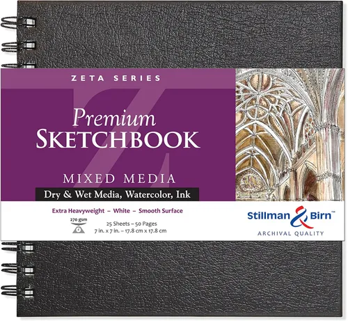 Miniatura 3 de Stillman & Birn Zeta Series Cuaderno de bocetos encuadernado con alambre, 7" x 10", 9.52 oz/m² (extra pesado), papel blanco, superficie lisa