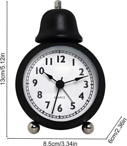Miniatura 7 de Maxspace Reloj despertador clásico vintage, reloj despertador analógico retro de 3.5 pulgadas, cuarzo silencioso sin tictac con luz nocturna, reloj