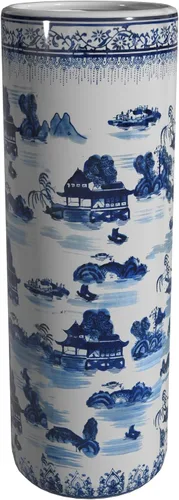 Idea de regalo para decoración casera elegante de calidad fina - Depósito clásico para guardar paraguas y bastones de porcelana china de 24 pulgadas