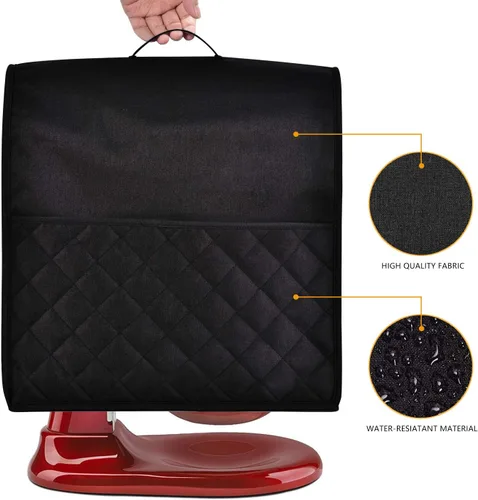 Miniatura 2 de Funda a prueba de polvo para batidora de pie de KitchenAid, con múltiples bolsillos para varios accesorios de electrodomésticos de cocina, Negro