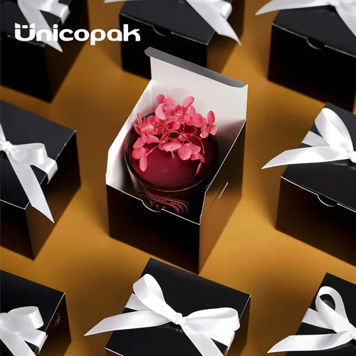 Miniatura 4 de UnicoPak Paquete de 50 cajas de regalo negras de 4 x 4 x 4 pulgadas, elegantes cajas de regalo pequeñas con tapas para fiestas de cumpleaños, bodas