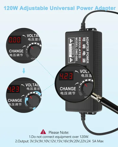 Miniatura 3 de Aclorol Fuente de alimentación universal 4V-24V 5A 120W Adaptador de corriente AC/DC ajustable 100-240V AC a DC 24V 19V 12V 5V 9V 6V 5A 4A