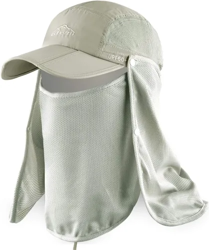 Miniatura 7 de Sombrero solar al aire libre para hombre y mujer, UPF 50+, sombrero de pesca UV con solapa para el cuello y cubierta facial para protección solar