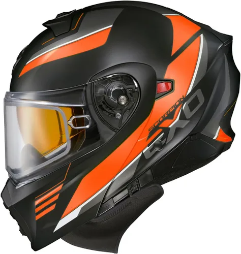 Miniatura 12 de ScorpionEXO GT930 - Casco modular para moto de nieve de aventura en clima frío, escudo de doble panel con caja de respiración y módulo de bolsillos
