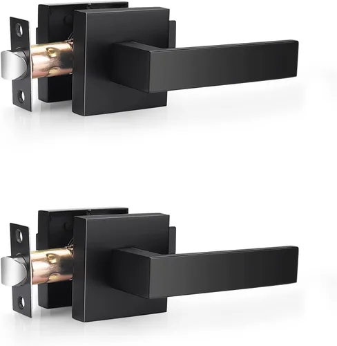 Miniatura 2 de Probrico Manijas de Puerta Negras Planas de Servicio Pesado Palancas Cuadradas de Privacidad para Puertas Interiores Manijas de Puerta para Negro