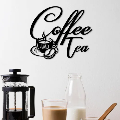 Miniatura 4 de Letrero de metal de café y té, letreros colgantes de barra de café para decoración de pared, letreros de metal negro para decoración de pared