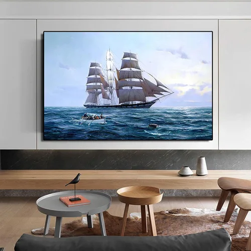 Miniatura 6 de cuadro sobre lienzo, cartel moderno paisaje marino velero navegando en el mar, cuadro de arte de pared de lienzo para sala de estar decoración